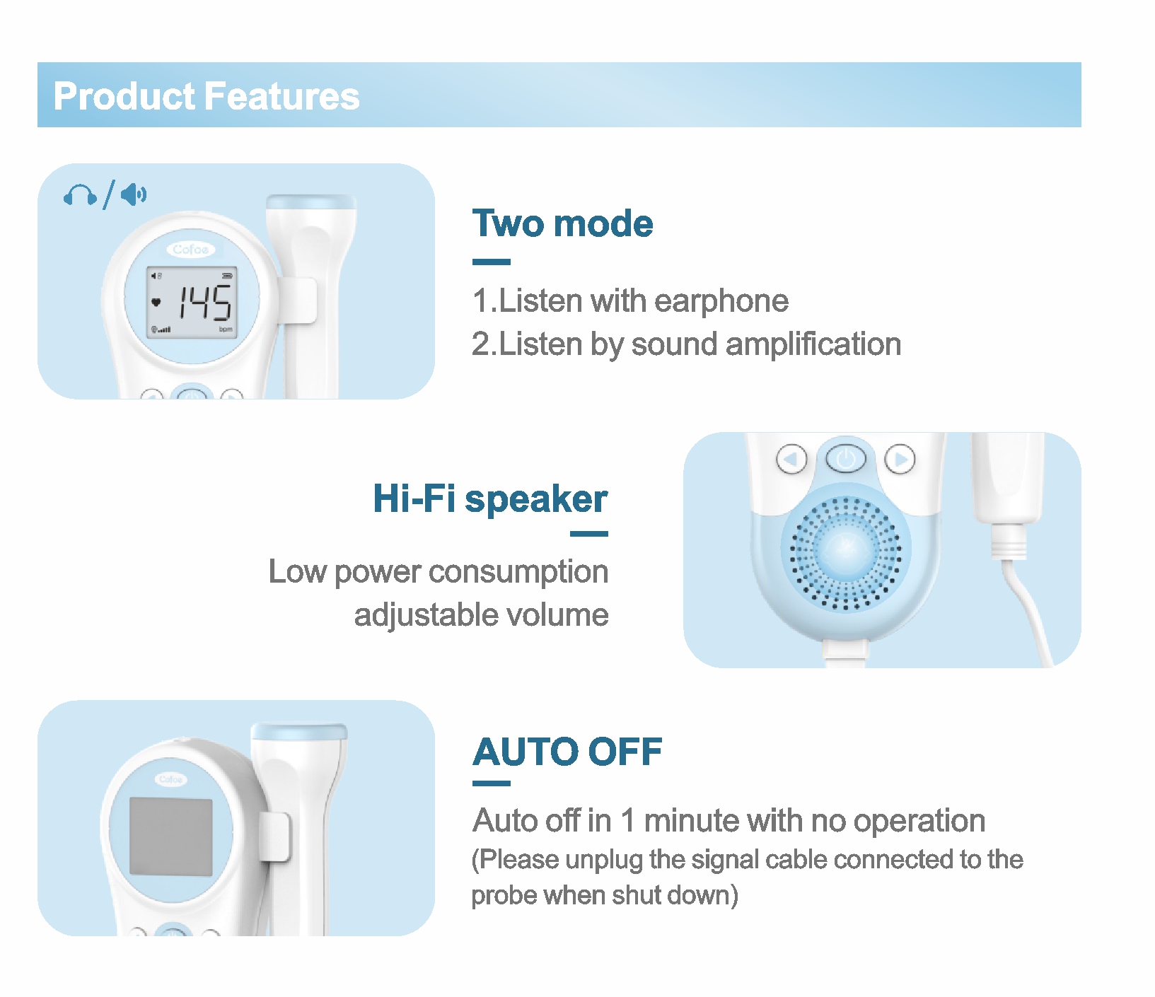 HB-1003s Doppler Baby Heart Monitor for Pregnancy Fetal Heart Rate Monitor Fetal Monitor Machine